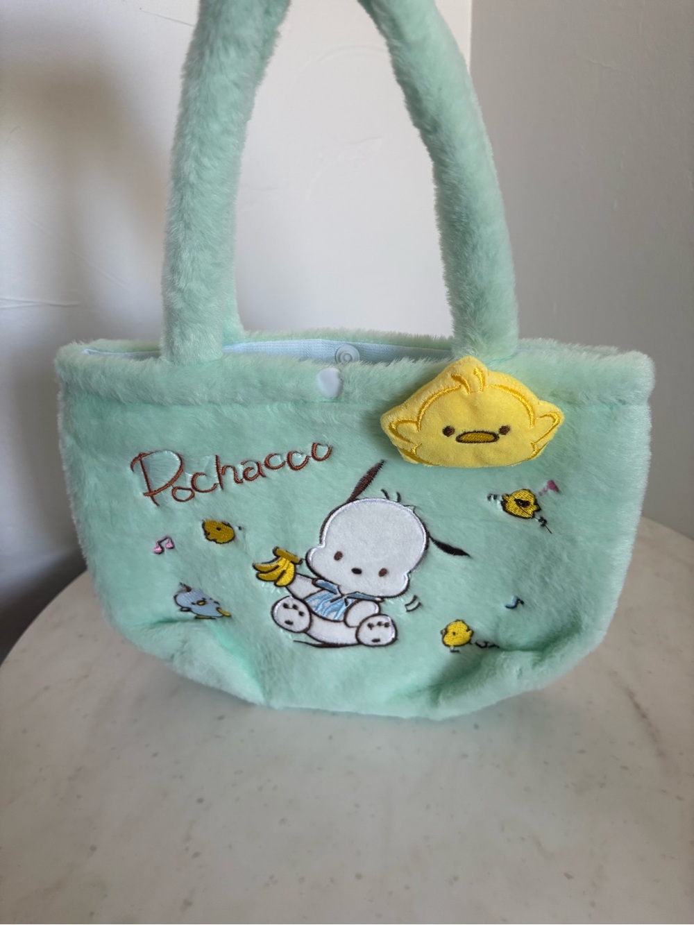 Mint Green Pochacco Plush Tote Bag